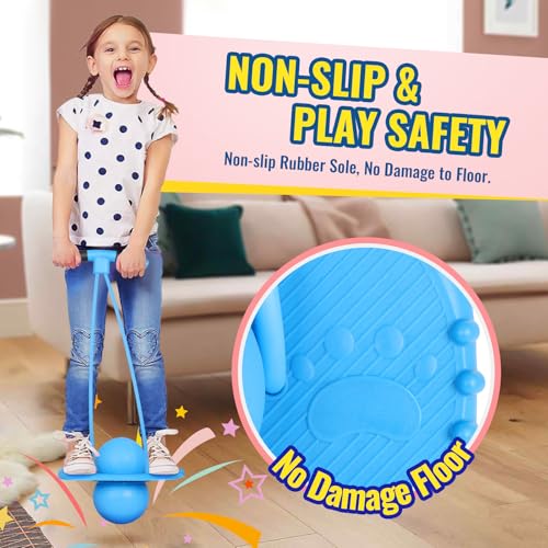 FAHKNS Pogo Ball for Kids - Sturdy Pogo Stick Alternative,Jumping Toy for Ages 5+ with Handle,Safe Hopper Ball for Outdoor Play, Boys & Girls