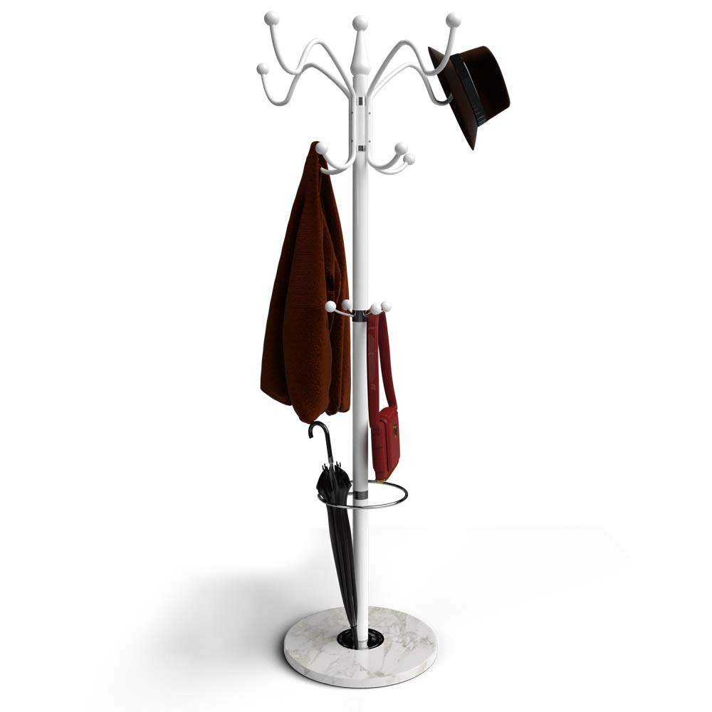 Attaccapanni Da Terra Bianco Con Portaombrelli - EN-23261