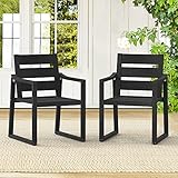 Cozyman Poly Outdoor Dining Chairs Set of 2, 350LBS, Patio Dining Chairs with Armrest, All Weather O