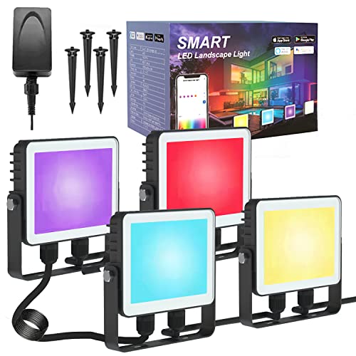 Flornia Smart Led Flood Light, Rgbw, Wifi Outdoor Dimmable Color Changing Spotlights App Control, Ip65 Waterproof Stage Lights, Patio Landscape Lights For Garden, Yards, Outdoor, Indoor, Ffkkj #TOP26