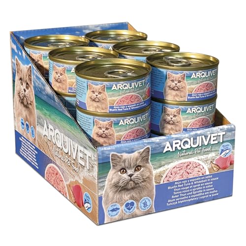24er-Pack - Roter Thunfischfilets mit Sprotte - 80g Dosen - Katzenfutter nass - ARQUIVET