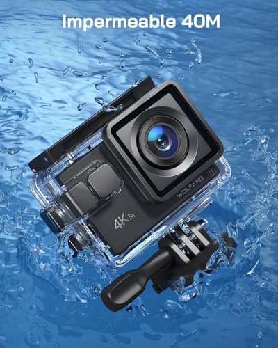 WOLFANG Cámara Deportiva 4K 30FPS GA100 con 32GB MicroSD 20MP Cámara Subacuática Impermeable 40M, Videocámara WiFi con Micrófono Dual, 170° Gran Angular, EIS, Varios Cámara Deportiva Accesorios - imagen 4