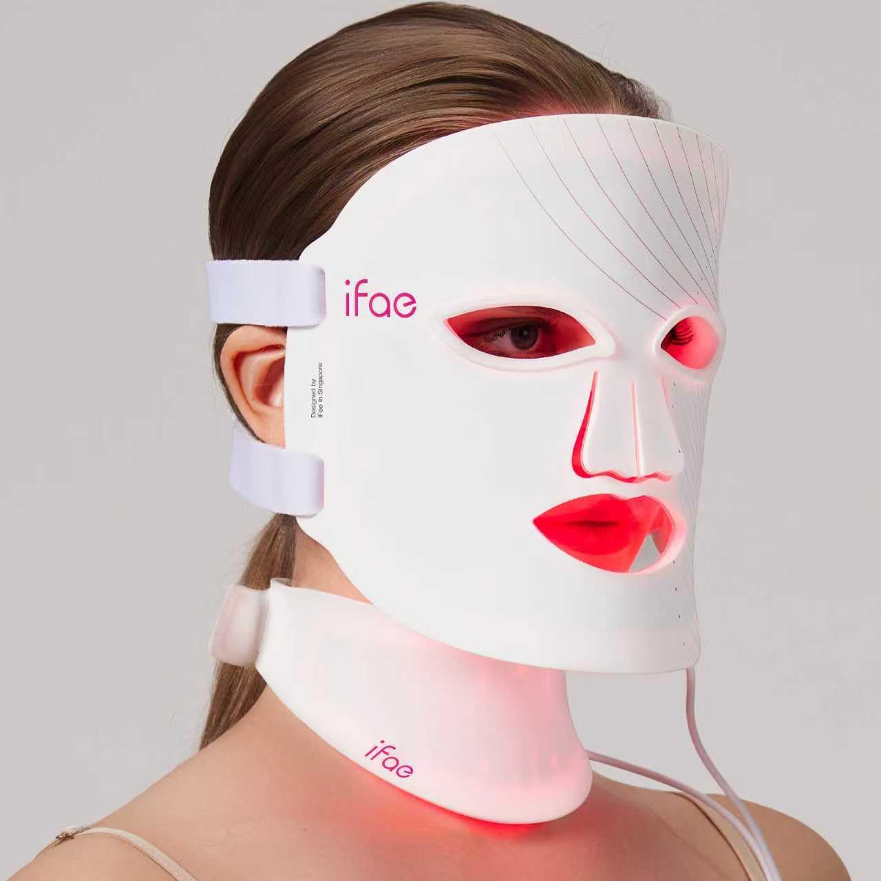 Red Light Therapy Mask for Face and Neck, 7 Colors with NIR Led Face Mask Light Therapy with Eye Protection and Remote, Rechargeable Ergonomic Design for True Anti-Aging Skincare at Home White