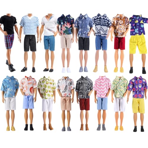 E-TING Random 3 Sets Casual T-Shirt Jacket Pants + Shoes for 12 Inch Doll