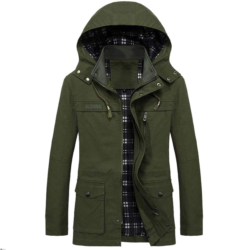 ZEFOTIM Men Winter Warm Jacket Overcoat Outwear Slim Long Trench Zipper Buttons Coat