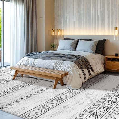 Tapete Rwlvpe 9X12 Geométrico Boho Antideslizante y Lavable miniatura 2