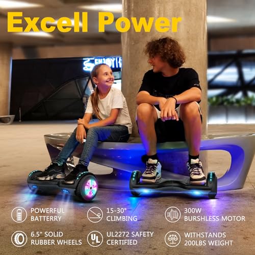 Image of LIEAGLE Self Balancing Scooter, 6.5 inch Self Balancing Scooter with Two Wheels LED Lights for Kids Adults