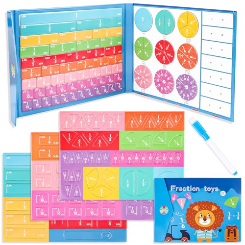 Holz Bruchrechnen Montessori Material,Arithmetisches Lernspielzeug mit Magnetic Fraction Tiles und Bruchrechenkreise, Montessori Mathe Spielzeug, Bruchrechnen Spiel, Mathe Spielzeug Kinder