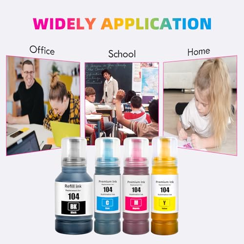 JoyPrinting E104 Tinte Nachfüllkit Kompatibel für Epson Ecotank ET-4800 ET-2710 ET‑2711 ET-2861 ET-2862 ET-2712 ET-2714 ET-2715 ET-2720 ET-2721 ET-2726 ET-2810 ET-2811 (140ml BK, 70ml Farbe)