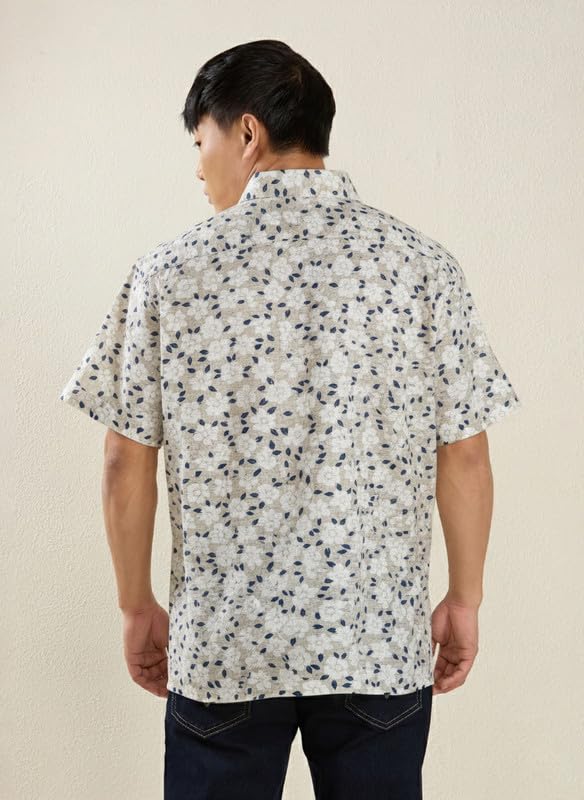 Image of MARK & ALBERT Men's Half Sleeve Linen Slim Fit Shirt