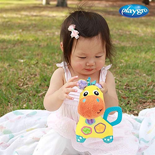Brinquedo de Pelúcia Girafa Jerry Playgro, Playgro, amarelo, azul, laranja