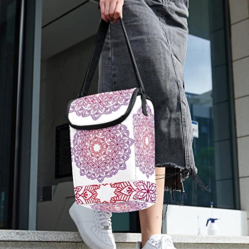 Bolsa de almuerzo ligera lavable de mandala con forro isotérmico 6