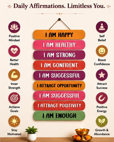 Image of Motivational Quote Wall Hanging for Home Decor | What You Think You Become, What You Feel You Attract, What You Imagine You Create MDF Wooden Wall Art | Office, Living Room & Meditation Decor (WH-34)