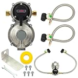 2-Stage Auto Propane Regulator Compatible with RVs Vans Trailers Campers Dual Tanks 2 Stage Automatic Changeover LP Gas Regulator with 2 Pack 18 Inch Pigtails for Primary Cylinder POL 100lb Tank