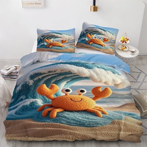 Housse de couette 220x240 crabe : lit impeccable sans repassage