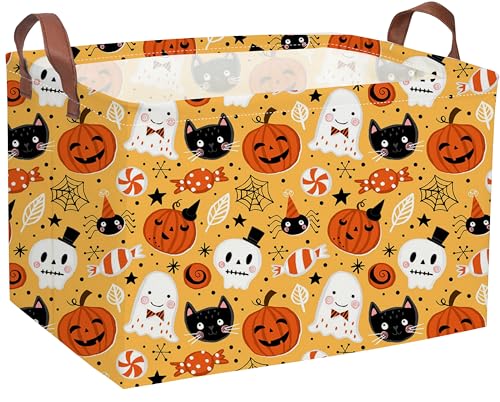 Image of Rectangle Kids Baskets Halloween Basket Candy Storage Bin for Room Decor Gift Basket(Candy Halloween)