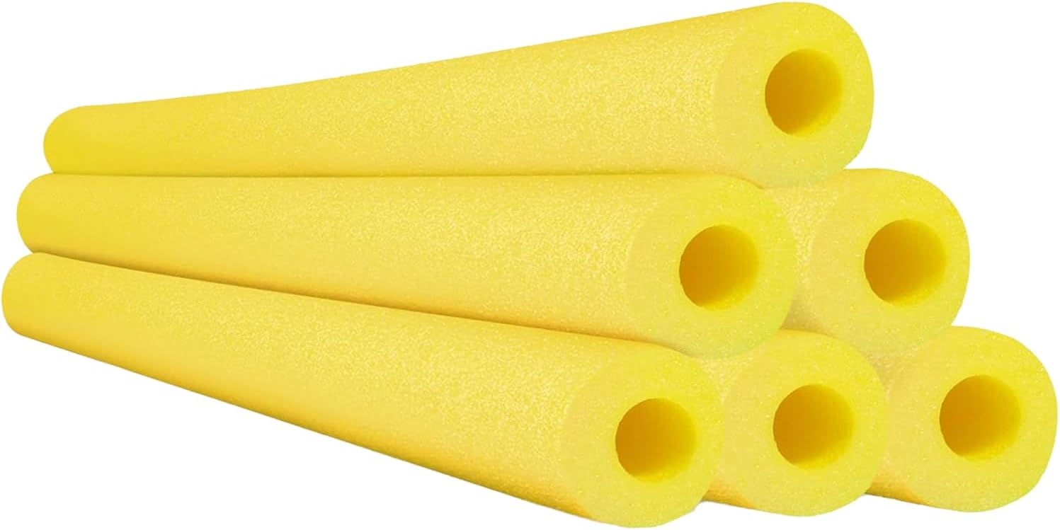 Chochkees Yellow Pool Noodles Swimming Hollow Core Foam Tube, Floating Thick Noodles for Floating, Pool Accessories, 52"