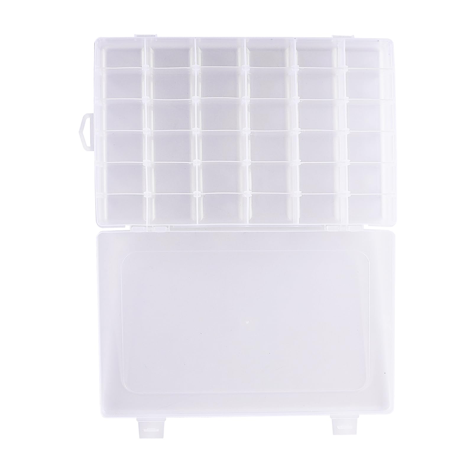 Paquete de 6 cajas de almacenamiento de plástico transparente con 36 rejillas, caja de almacenamiento de cuentas con compartimentos ajustables para joyas, cuentas, manualidades, 10.8 x 6.9 x