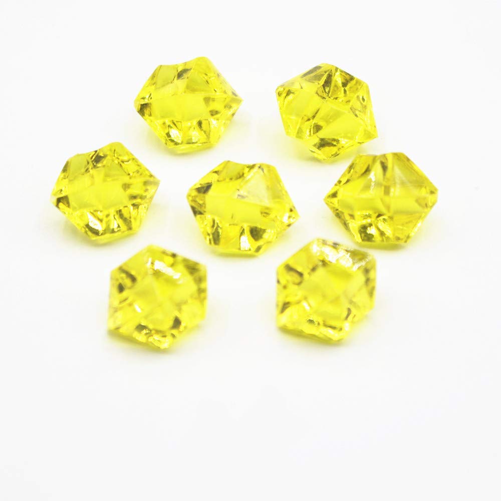 Acrylic Ice Rock, 0.5 inch Acrylic Faux Ice Rock Crystals Treasure Gems for Table Scatters, Table Confetti, Vase Fillers, Fish Tank, Party Decoration (900pcs Yellow)