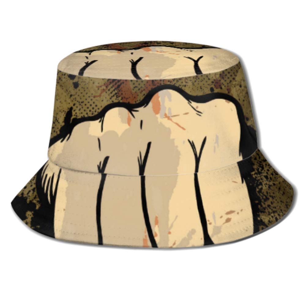 DUKAI Unisex Outdoor Fisherman Fishing Cap, Grunge Urban Poster Vector Summer Fishing Trip Sun Packable Fisherman Cap Sun Hat Bucket Hat, for Fishing, Safari, Beach & Boating