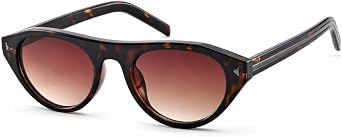 Bouryo Retro Small Oval Sunglasses for Women Vintage Stylish Narrow Cat Eye Design UV400 Protection