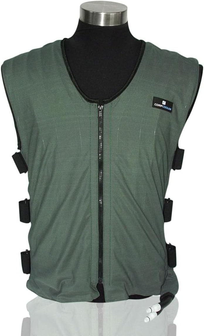 COMPCOOLER Liquid Cooling Vest, Dark Green Outer Mesh Fabric, Black Mesh Liner, Reversible Application (M/L)