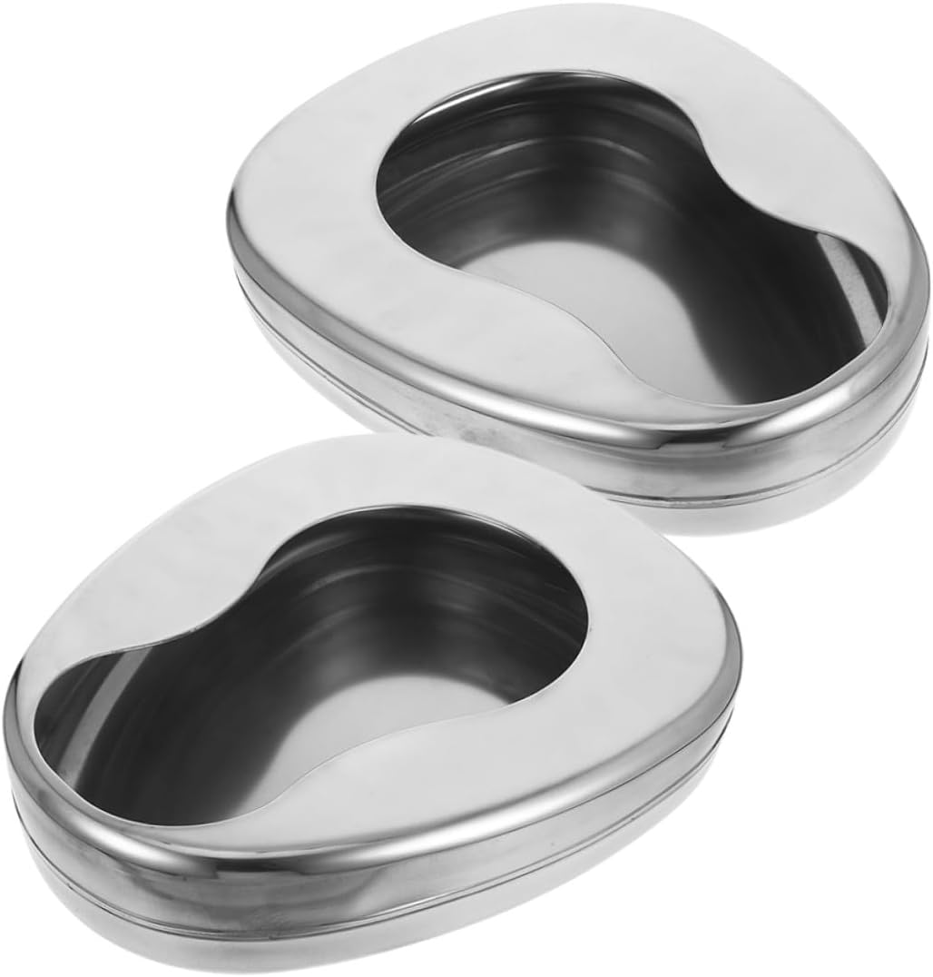 2pcs Stainless Steel Bedpan Portable and Metal Bed Pan for Bedridden Patients Elderly Men Women Compact Design for Home Care Easy to Clean