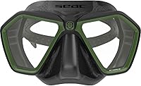 Vista 2 de SEAC Eagle, máscara compacta de bajo volumen para apnea y pesca submarina, verde, ajuste regular