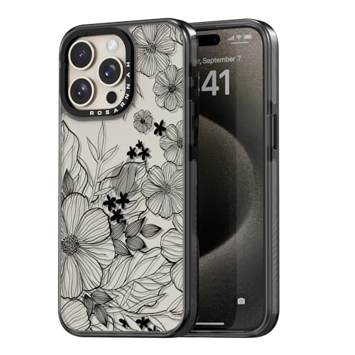 Coque iPhone 15 Pro noire à fleurs sauvages amusa