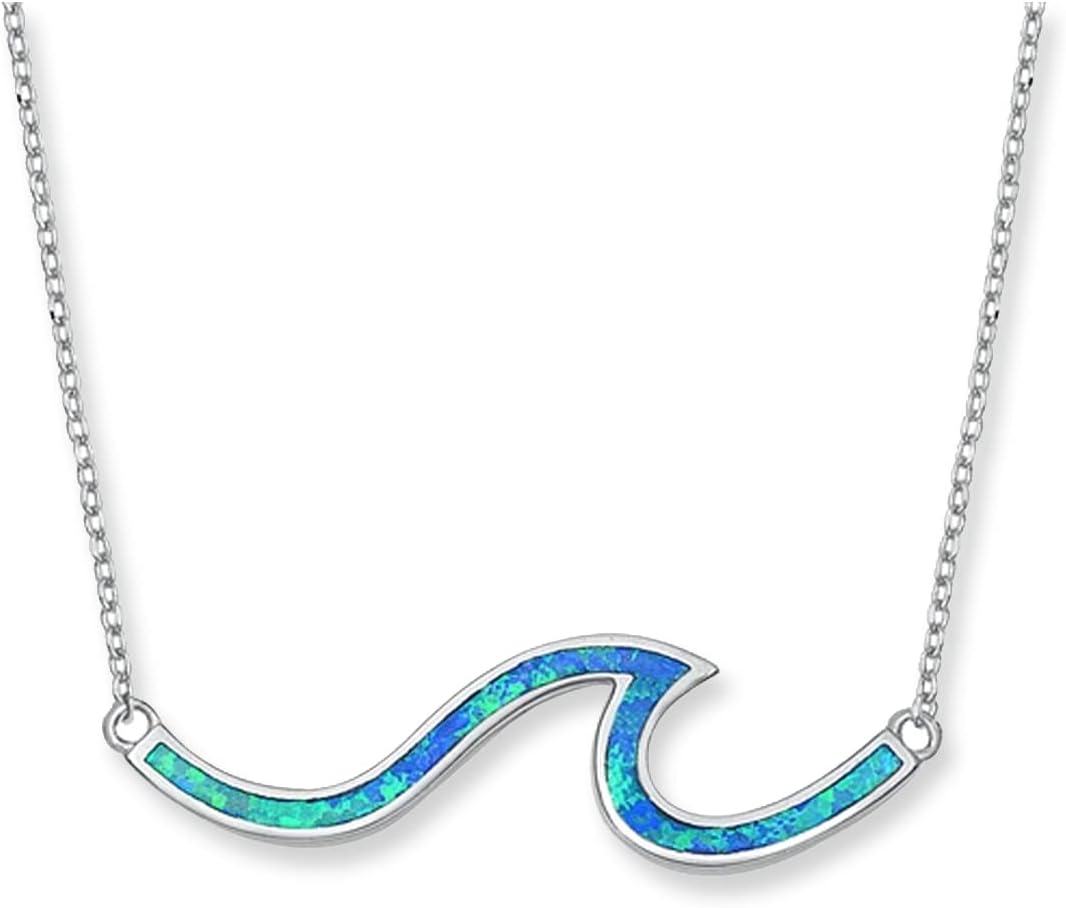 YFN Wave Necklace 925 Sterling Silver Ocean Wave Pendant Necklace Ocean Jewelry Beach Gifts for Women Gifts