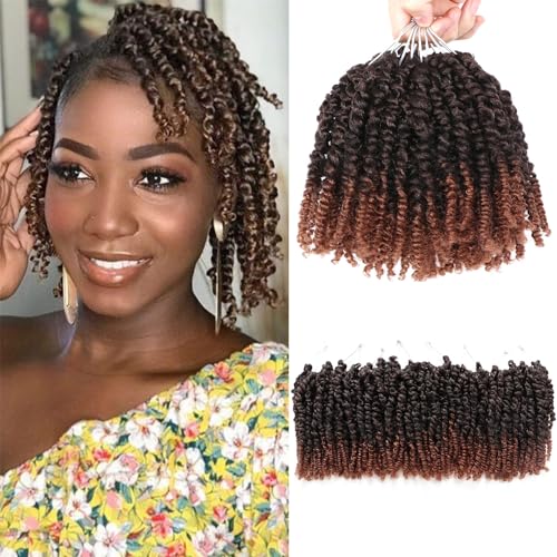 8Packs/Lot Pretwisted Passion Twist Crochet Hair Prelooped Passion Twist Hair Curly Crochet Hair Extensions for Black Women Wate Wave Crochet Braids Hair (6 Inch (Pack of 8), 1B/30)