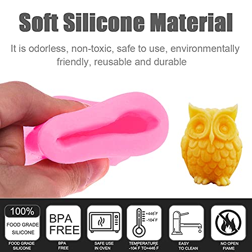 Stampo per Candele, NALCY 2 Pezzi Muffa 3D Gufo