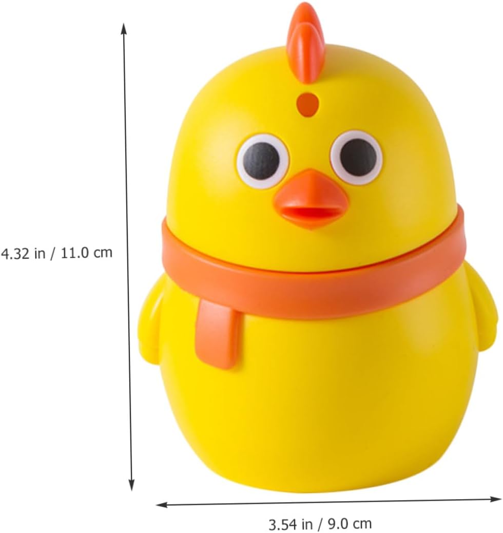 3pcs Cartoon Press-type Toothpick Holders Cute Chick Desktop Toothpick Dispensers Storage Jar Set for Home Kitchen Use in Light Blue, Tangerine, and Yellow