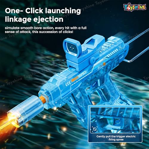 Image of Toyshine Rechargeable Automatic Transparent Electric Water Squirt Gun with LED Light & Type-C Charging | Long Range Continuous Spray Outdoor Water Play Toy for4+ Kids - Blue