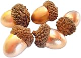 Pro-Noke 50-pcs künstliche Eicheln Goldene Eichel mit natürlicher Eichel Kappe gefälschte Eichel für Dekoration Home Haus Küche Dekor Weihnachtsdekoration Fall Tisch Scatter Crafting