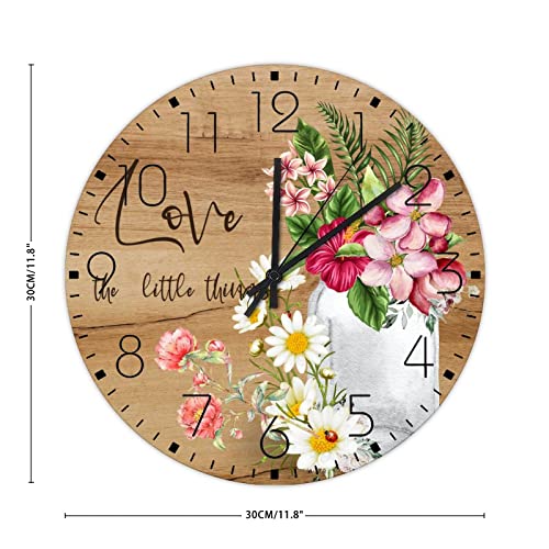 Horloge murale en bois aquarelle florale vintage rustique