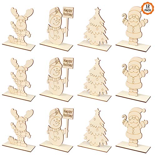 Dadabig 12 Stück Holz Weihnachtsdekoration - DIY Christmas Ornament...