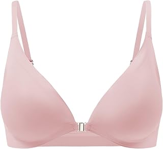 Bralette triángulo Sexy para Mujer, cómodo Sujetador, Cierre Frontal, V Profundo, sin Costuras, inalámbrico, Ajustable Sujetador Mujer Sin Color Beig Senos De Silicona