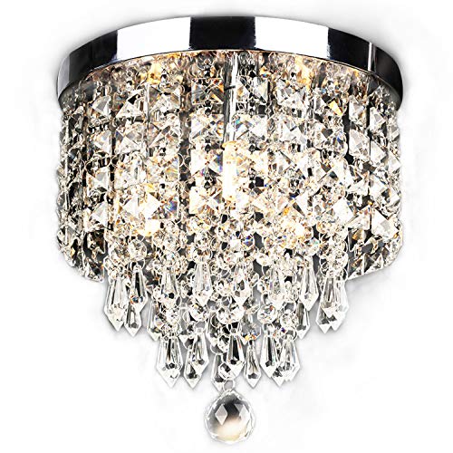 SUNLIHOUSE Modern Crystal Chandelier Ball Fixture Pendant Ceiling Lamp H11.7  X W9.8 , 3 Light,Mini Modern Chandelier Lighting Fixture for Bedroom, Hallway, Bathroom, Kitchen, Bar