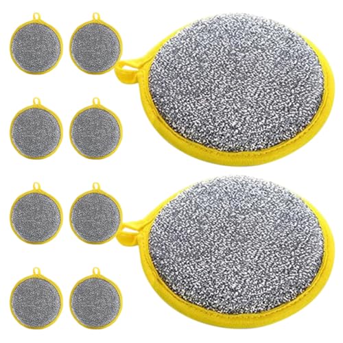 CALLARON Esponja de Cocina Redonda de Doble Cara, 10 Unidades, Estropajo Multiusos para Fregar Platos y Ollas, Esponja Lavavajillas Resistente Secado Rápido, Adecuado para Limpieza