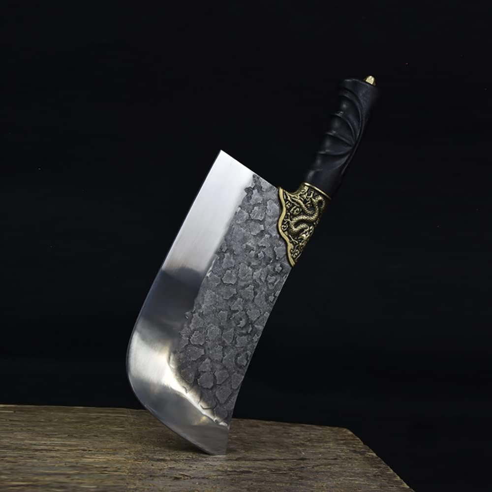 Meat knife Cleaver, 8.5 Inch Longquan Slicing Knife Super Sharp Chinese Chef Cut Kitchen Knife 7Cr17MoV Hand Forged Wood Handle Meat Cleaver