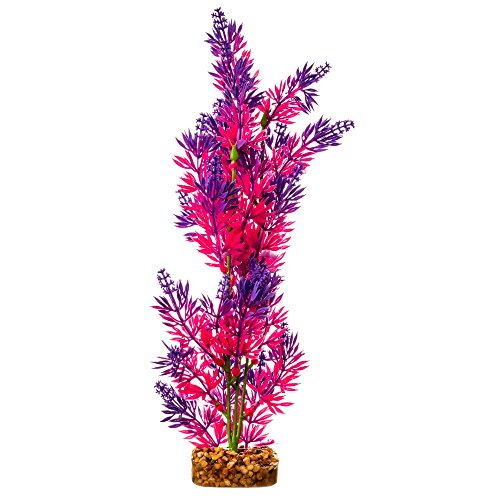 GloFish Plant Aquarium Décor, Purple and Pink Large, Fluorescent Under Blue LED Light