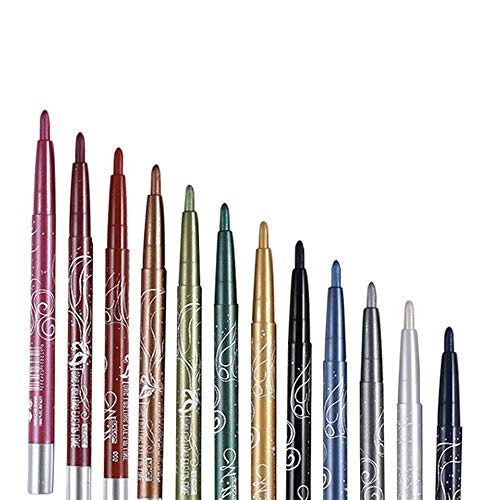12 Multi-Color Eyeliner Pens Waterproof Eyeliner Eye Shadow Highlight Pencils Tools for Eye Makeup Cosmetic