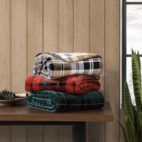 Image of Eddie Bauer - Throw Blanket, Ultra-Soft & Reversible Plush Bedding, Throw Blanket for Couch & Bed (Trailhead Plaid Red, 60 inch x 70 inch)