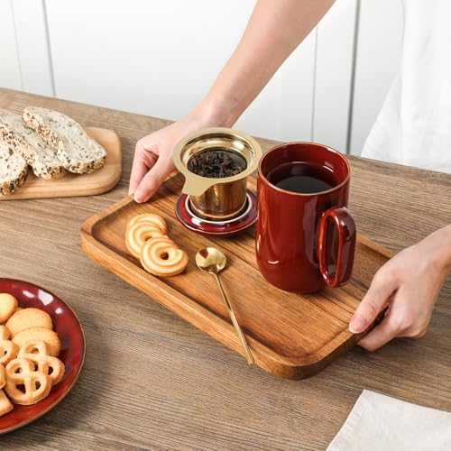 Taza de cerámica con infusor y tapa 16 oz rojo miniatura 2