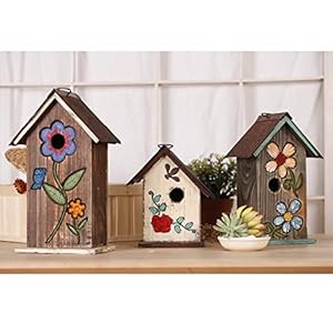 Topadorn Bird House Wooden Carved Floral Birdhouse with Hoop Hanging Birdhouse for Garden Yard Porch Decoration,11 Inch Topadorn Bird House Wooden Carved Floral Birdhouse with Hoop Hanging Birdhouse for Garden Yard Porch Decoration11 Inch