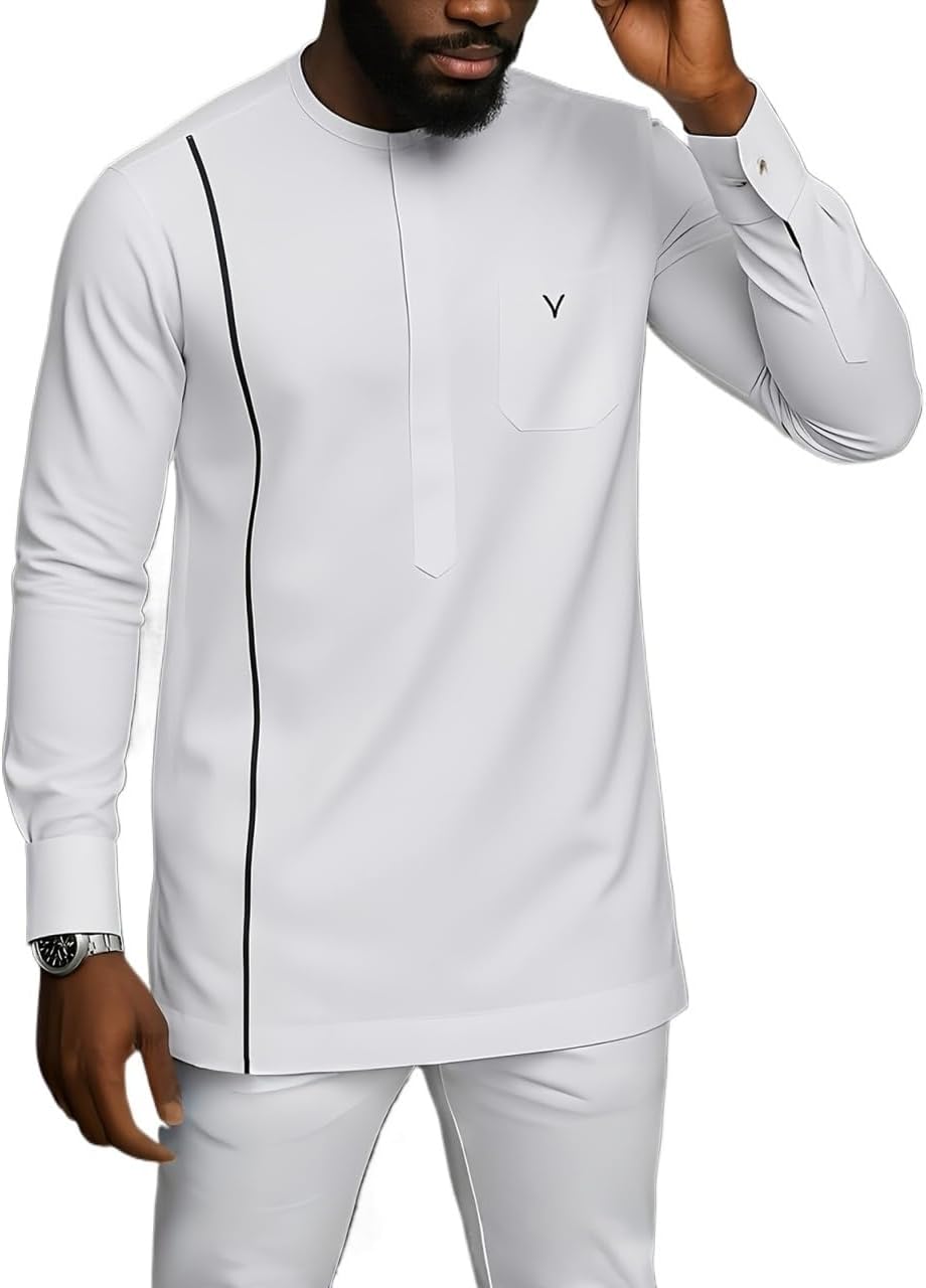 African Party Suit Traditional Outfit 2 Piece Set Long Sleeve Blazer and Pants Mens Clothing Sets