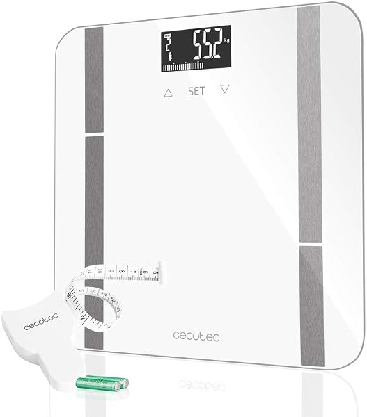 Cecotec Báscula de Baño Digital Surface Precision 9400 Full Healthy. Alta precisión, Plataforma de Cristal templado de seguridad, Pantalla LCD, Capacidad máxima de 180kgr, Cinta métrica - 1