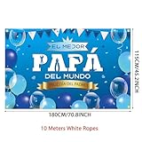 YEIRFYY Blue El Mejor Papá Del Mundo Backdrop Banner 71 x 45 Inch Spanish Feliz Día Del Padre Party Background Banner Thanks Dad Happy Father's Day Party Decorations Feliz Día Papá Party Supplies