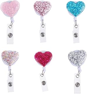 STOBOK 6piezas Porta Credenciales De Forma De Corazón Carretes De Credenciales Clips Retráctiles Colores